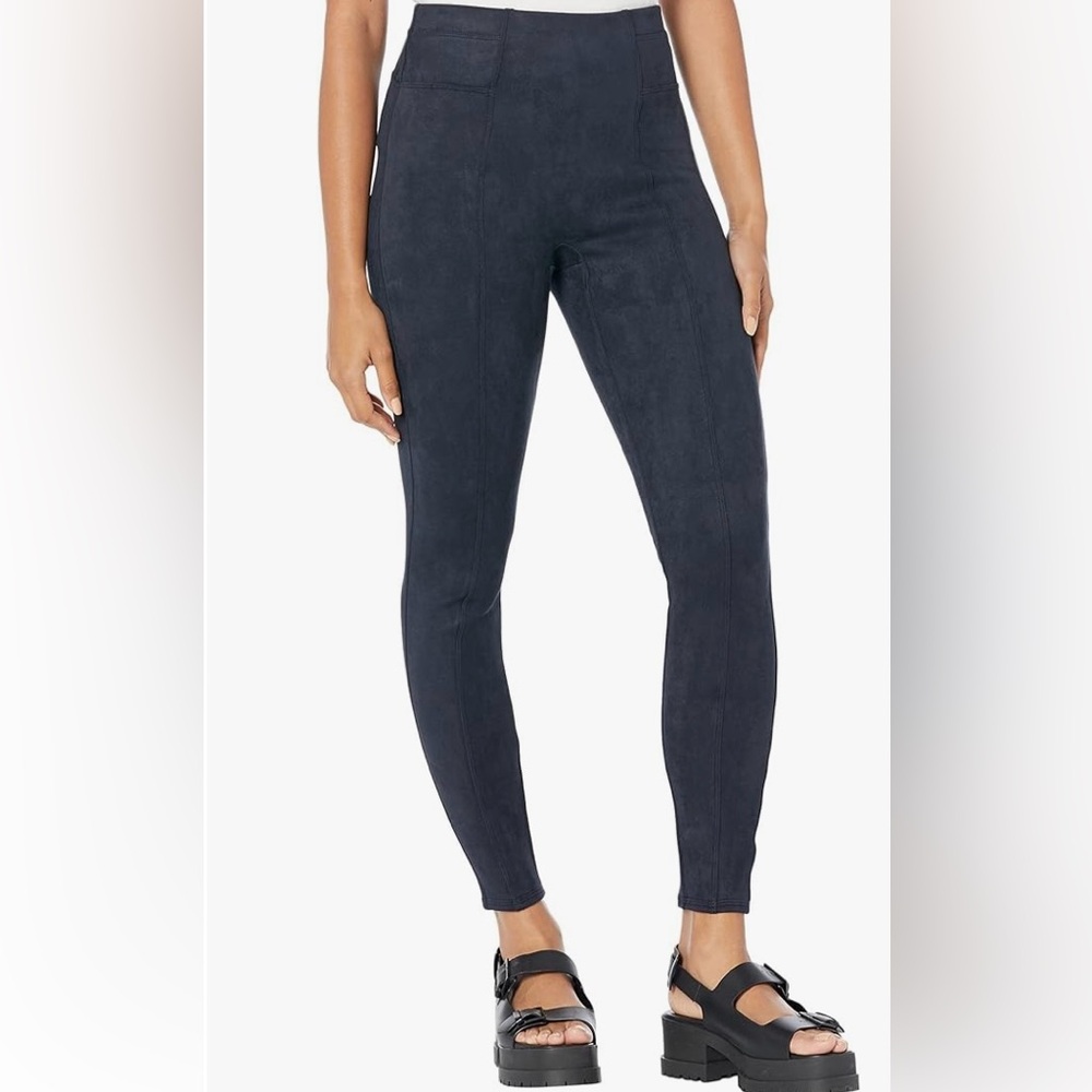 Spanx Faux Suede Leggings Size Large Navy Blue